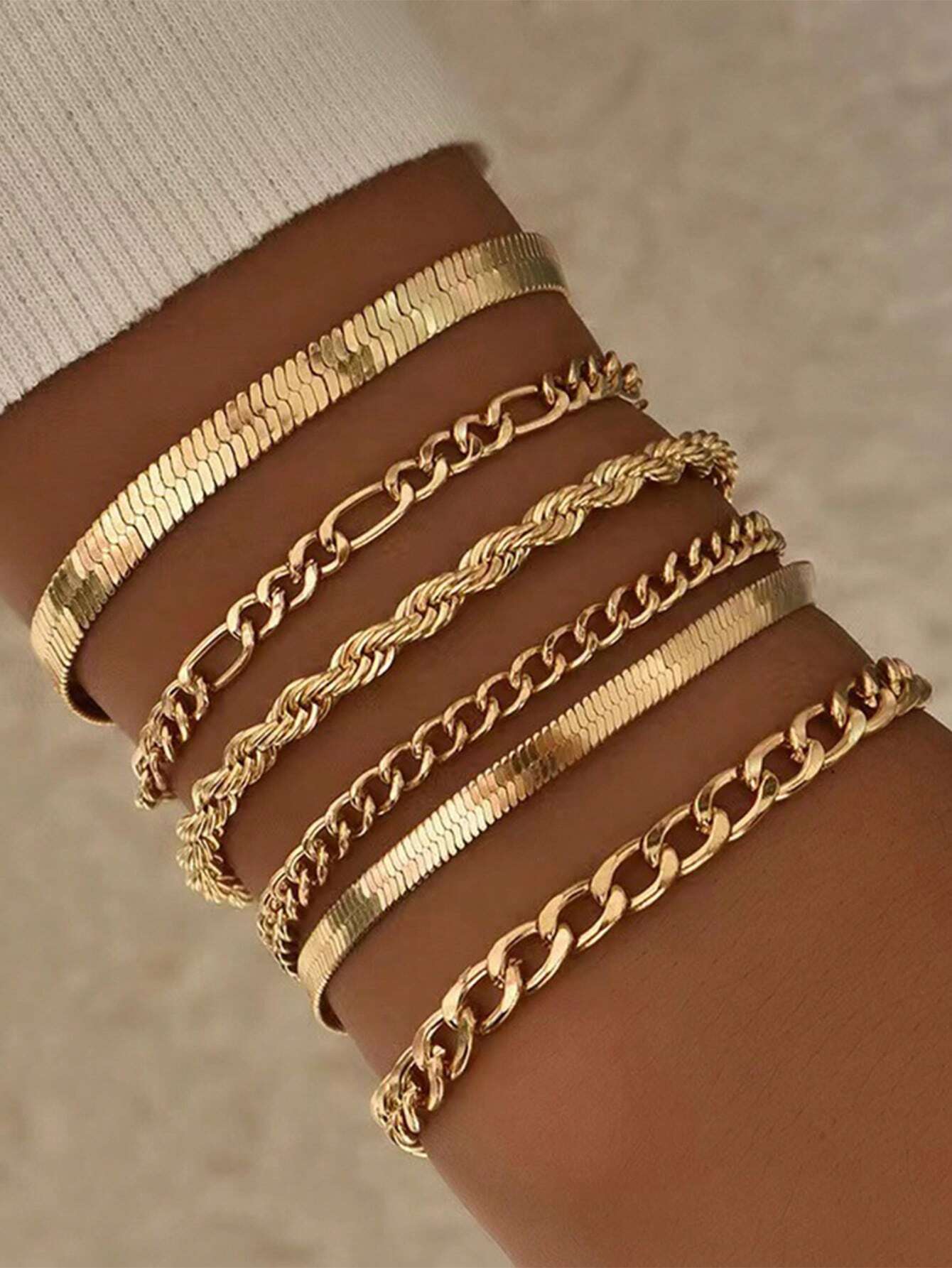 6x Luxe - Setje van 6 Gouden Armbanden