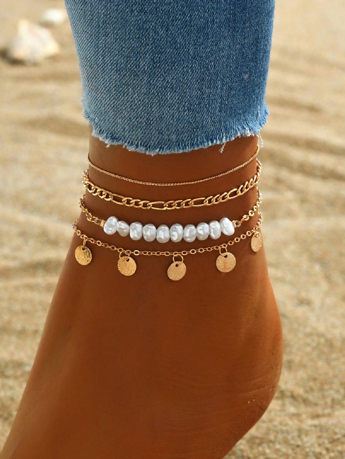 3 Piece Ankle Party - Enkelbanden Goud Setje